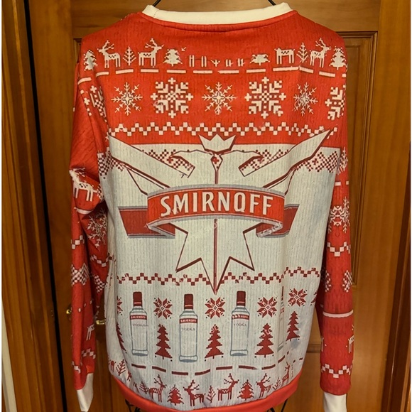 Unisex Smirnoff Vodka Ugly Sweater/Sweatshirt, Medium, Red & White - Picture 5 of 8